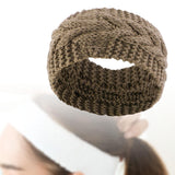 Maxbell Elastic Knitting Headband Headwear Thick Hair Bands for Girls Women Workout Brown