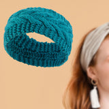 Maxbell Elastic Knitting Headband Headwear Thick Hair Bands for Girls Women Workout Blue