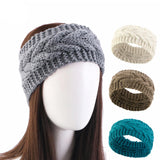 Maxbell Elastic Knitting Headband Headwear Thick Hair Bands for Girls Women Workout Beige