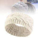 Maxbell Elastic Knitting Headband Headwear Thick Hair Bands for Girls Women Workout Beige