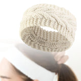 Maxbell Elastic Knitting Headband Headwear Thick Hair Bands for Girls Women Workout Beige