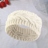 Maxbell Elastic Knitting Headband Headwear Thick Hair Bands for Girls Women Workout Beige