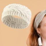 Maxbell Elastic Knitting Headband Headwear Thick Hair Bands for Girls Women Workout Beige