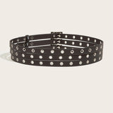 Maxbell Three Grommet Belt Eyelet Belt PU Leather Punk Waist Belt for Corset Dress
