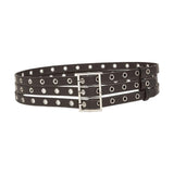 Maxbell Three Grommet Belt Eyelet Belt PU Leather Punk Waist Belt for Corset Dress