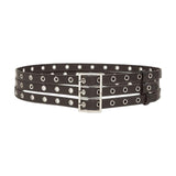 Maxbell Three Grommet Belt Eyelet Belt PU Leather Punk Waist Belt for Corset Dress