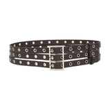 Maxbell Three Grommet Belt Eyelet Belt PU Leather Punk Waist Belt for Corset Dress