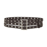 Maxbell Three Grommet Belt Eyelet Belt PU Leather Punk Waist Belt for Corset Dress