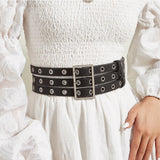 Maxbell Three Grommet Belt Eyelet Belt PU Leather Punk Waist Belt for Corset Dress
