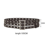 Maxbell Three Grommet Belt Eyelet Belt PU Leather Punk Waist Belt for Corset Dress