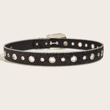 Maxbell Fashion Women Belt Rhinestone Pin Buckle for Unisex Cool Boy Girl black