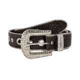 Maxbell Fashion Women Belt Rhinestone Pin Buckle for Unisex Cool Boy Girl black