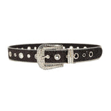 Maxbell Fashion Women Belt Rhinestone Pin Buckle for Unisex Cool Boy Girl black