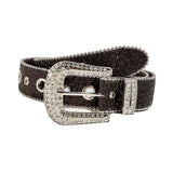 Maxbell Fashion Women Belt Rhinestone Pin Buckle for Unisex Cool Boy Girl black