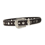 Maxbell Fashion Women Belt Rhinestone Pin Buckle for Unisex Cool Boy Girl black
