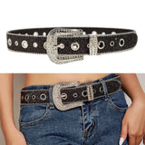 Maxbell Fashion Women Belt Rhinestone Pin Buckle for Unisex Cool Boy Girl black