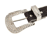 Maxbell Fashion Women Belt Rhinestone Pin Buckle for Unisex Cool Boy Girl black