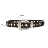 Maxbell Fashion Women Belt Rhinestone Pin Buckle for Unisex Cool Boy Girl black