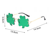 Maxbell Classic Sunglasses Photo Props Rimless Funny Accessories for Party Camping Three Leaves Dark Green