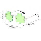Maxbell Classic Sunglasses Photo Props Rimless Funny Accessories for Party Camping Three Leaves Light Green