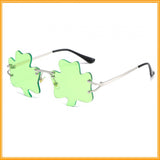 Maxbell Classic Sunglasses Photo Props Rimless Funny Accessories for Party Camping Three Leaves Light Green