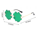 Maxbell Classic Sunglasses Photo Props Rimless Funny Accessories for Party Camping Four Leaf  Dark Green