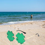 Maxbell Classic Sunglasses Photo Props Rimless Funny Accessories for Party Camping Four Leaf  Dark Green