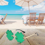 Maxbell Classic Sunglasses Photo Props Rimless Funny Accessories for Party Camping Four Leaf  Dark Green