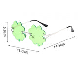 Maxbell Classic Sunglasses Photo Props Rimless Funny Accessories for Party Camping Four Leaf  Light Green
