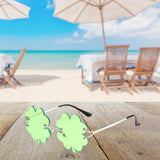 Maxbell Classic Sunglasses Photo Props Rimless Funny Accessories for Party Camping Four Leaf  Light Green