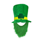 Maxbell ST Patricks day Hat for Adults W/ Beard Costume Green Leaf