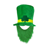 Maxbell ST Patricks day Hat for Adults W/ Beard Costume Green Leaf