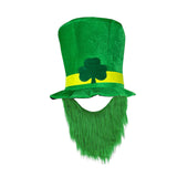 Maxbell ST Patricks day Hat for Adults W/ Beard Costume Green Leaf