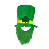 Maxbell ST Patricks day Hat for Adults W/ Beard Costume Green Leaf