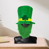 Maxbell ST Patricks day Hat for Adults W/ Beard Costume Green Leaf