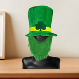 Maxbell ST Patricks day Hat for Adults W/ Beard Costume Green Leaf