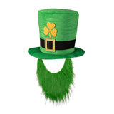 Maxbell ST Patricks day Hat for Adults W/ Beard Costume Yellow Leaf