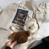 Maxbell Fashion Bear Plush Shoulder Bag Casual Women for Party Birthday Street Brown