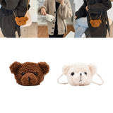 Maxbell Fashion Bear Plush Shoulder Bag Casual Women for Party Birthday Street Brown