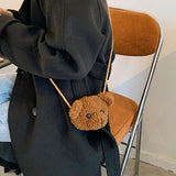 Maxbell Fashion Bear Plush Shoulder Bag Casual Women for Party Birthday Street Brown