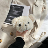 Maxbell Fashion Bear Plush Shoulder Bag Casual Women for Party Birthday Street White