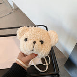 Maxbell Fashion Bear Plush Shoulder Bag Casual Women for Party Birthday Street White