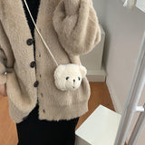 Maxbell Fashion Bear Plush Shoulder Bag Casual Women for Party Birthday Street White