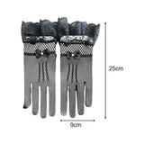 Maxbell Ladies Short Lace Gloves Tulle Wrist Length for Banquet Dress Evening Dance black