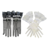 Maxbell Ladies Short Lace Gloves Tulle Wrist Length for Banquet Dress Evening Dance black