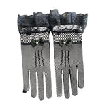Maxbell Ladies Short Lace Gloves Tulle Wrist Length for Banquet Dress Evening Dance black