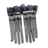 Maxbell Ladies Short Lace Gloves Tulle Wrist Length for Banquet Dress Evening Dance black