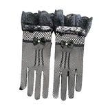 Maxbell Ladies Short Lace Gloves Tulle Wrist Length for Banquet Dress Evening Dance black