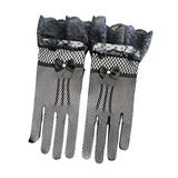 Maxbell Ladies Short Lace Gloves Tulle Wrist Length for Banquet Dress Evening Dance black