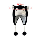 Maxbell Husky Plush Hat with Ear Flaps Cute Cosplay Costume Cap Cartoon Animal Black